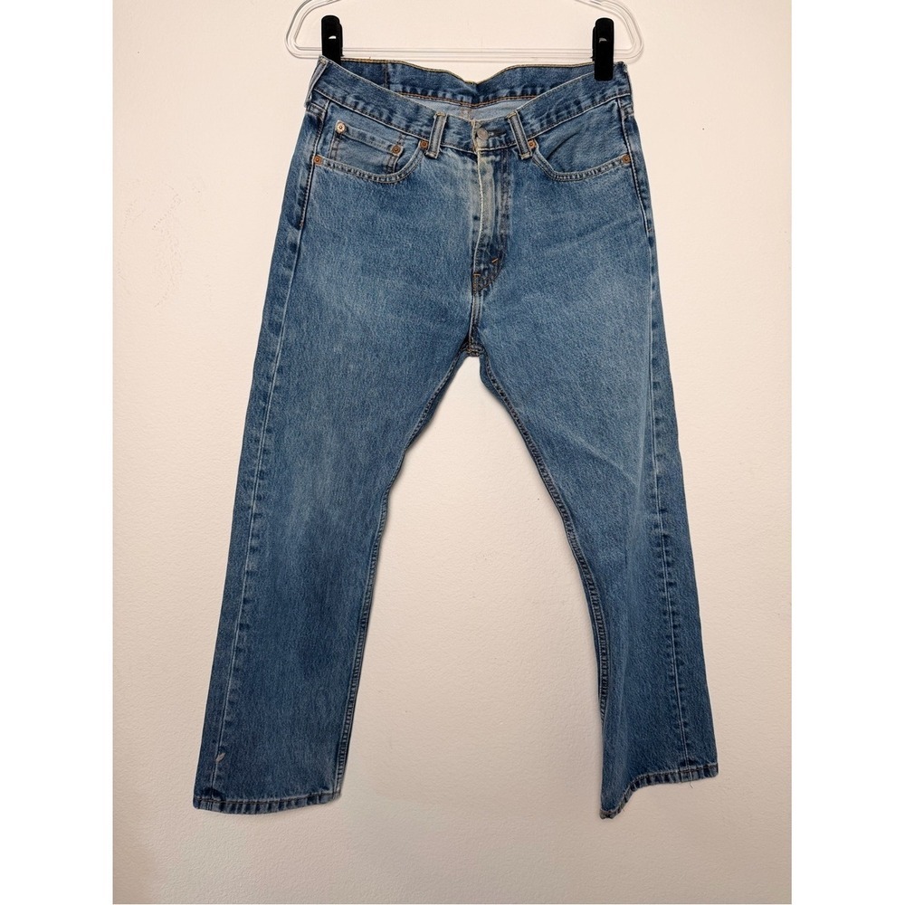Levis 505 Regular Fit Straight Leg Jeans Medium Wash Blue Denim 32x29
